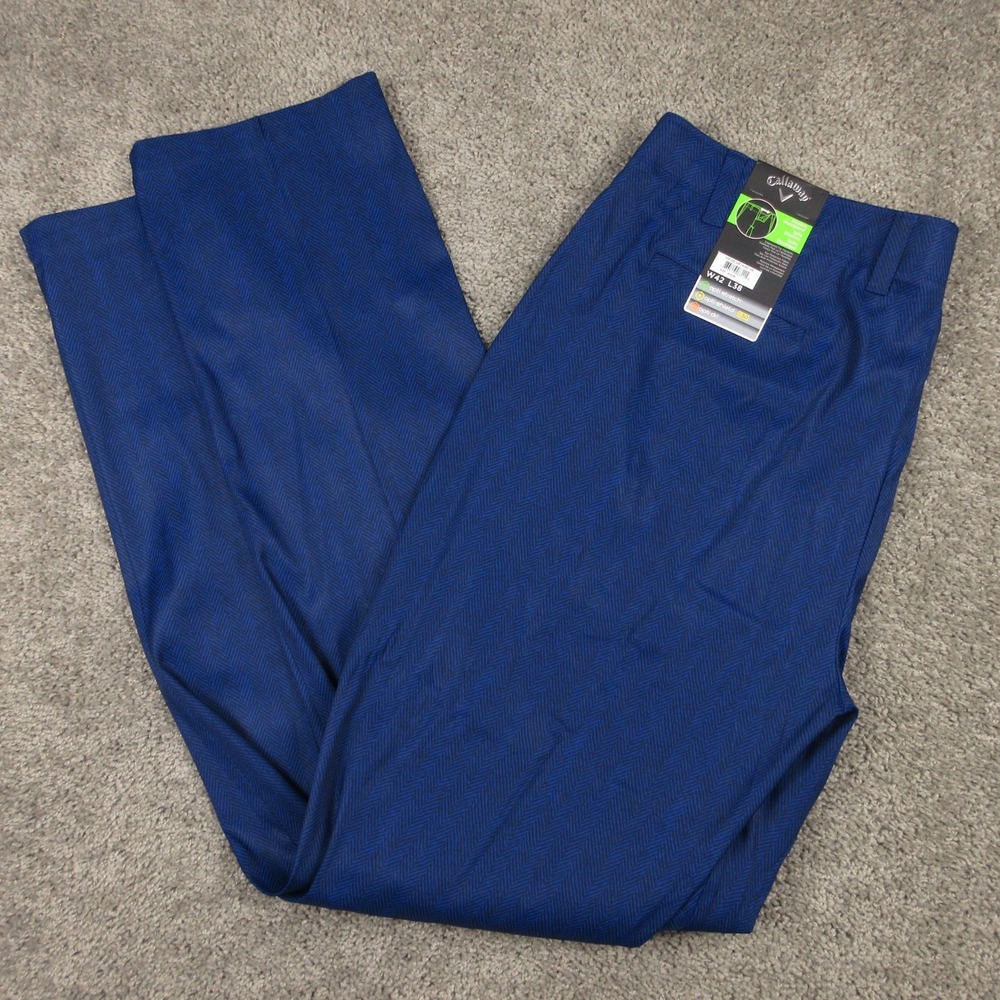 Callaway Pants Mens 42x38 Blue Herringbone Optistretch Performance Golf Chinos